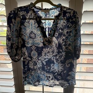 🌼Rachel Zoe Blue and White Paisley Women's Top🌼